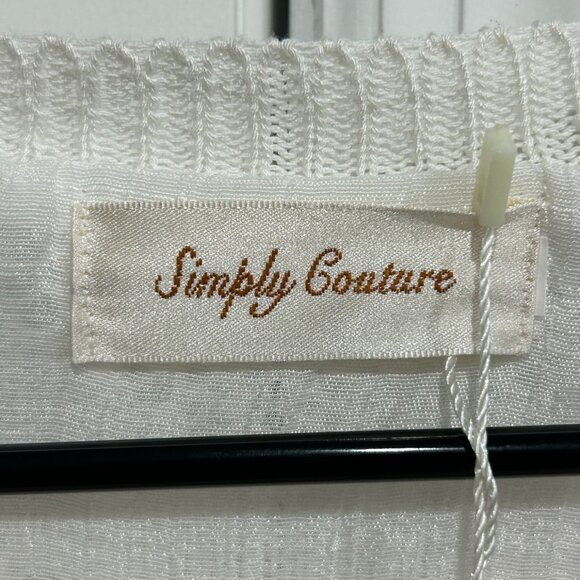Simply Couture White Knit Heart Pattern Scoop Neck Top High-Low Hem Sz S Relaxed - Picture 5 of 12